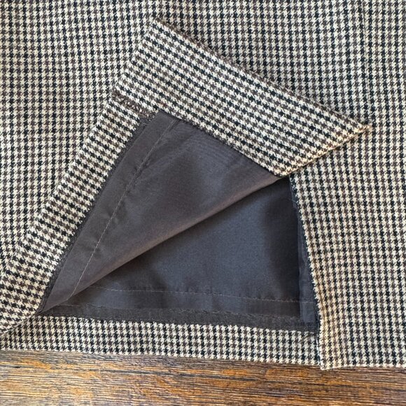 Vintage Cristian Tripani Black / Brown / Tan Houndstooth A-Line Skirt, Size 12 - Picture 5 of 6